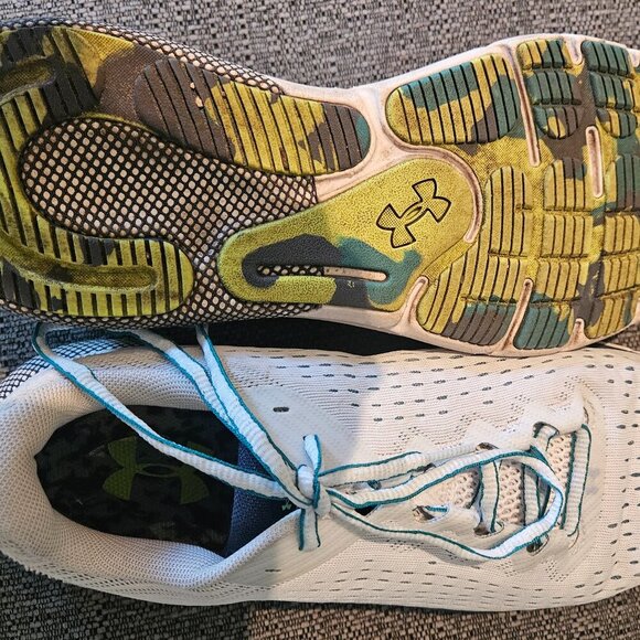Under Armour HOVR White Neon Green athletic running gym shoes sneakers 10.5 - Picture 3 of 11